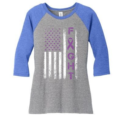 Fighter Usa Flag Gift Fight Crohns Disease Awareness Cute Gift Women's Tri-Blend 3/4-Sleeve Raglan Shirt