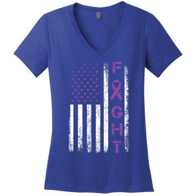 Fighter Usa Flag Gift Fight Crohns Disease Awareness Cute Gift Women's V-Neck T-Shirt