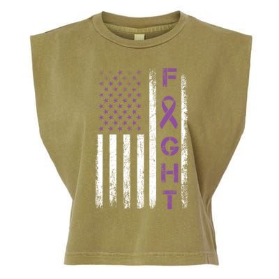 Fighter Usa Flag Gift Fight Crohns Disease Awareness Cute Gift Garment-Dyed Women's Muscle Tee