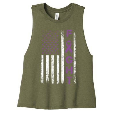 Fighter Usa Flag Gift Fight Crohns Disease Awareness Cute Gift Women's Racerback Cropped Tank