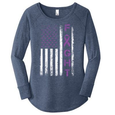 Fighter Usa Flag Gift Fight Crohns Disease Awareness Cute Gift Women's Perfect Tri Tunic Long Sleeve Shirt