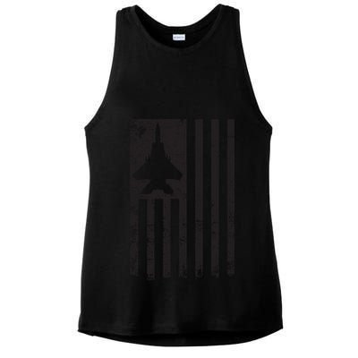 F15 USA FLAG Eagle Fighter Jet For Usaf Pilot Or Crew Ladies PosiCharge Tri-Blend Wicking Tank