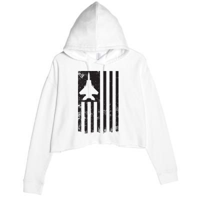 F15 USA FLAG Eagle Fighter Jet For Usaf Pilot Or Crew Crop Fleece Hoodie