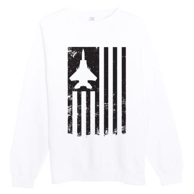 F15 USA FLAG Eagle Fighter Jet For Usaf Pilot Or Crew Premium Crewneck Sweatshirt