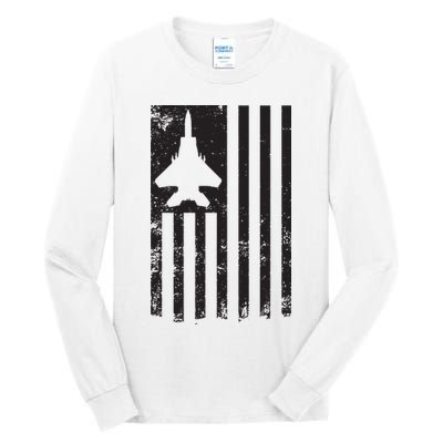 F15 USA FLAG Eagle Fighter Jet For Usaf Pilot Or Crew Tall Long Sleeve T-Shirt