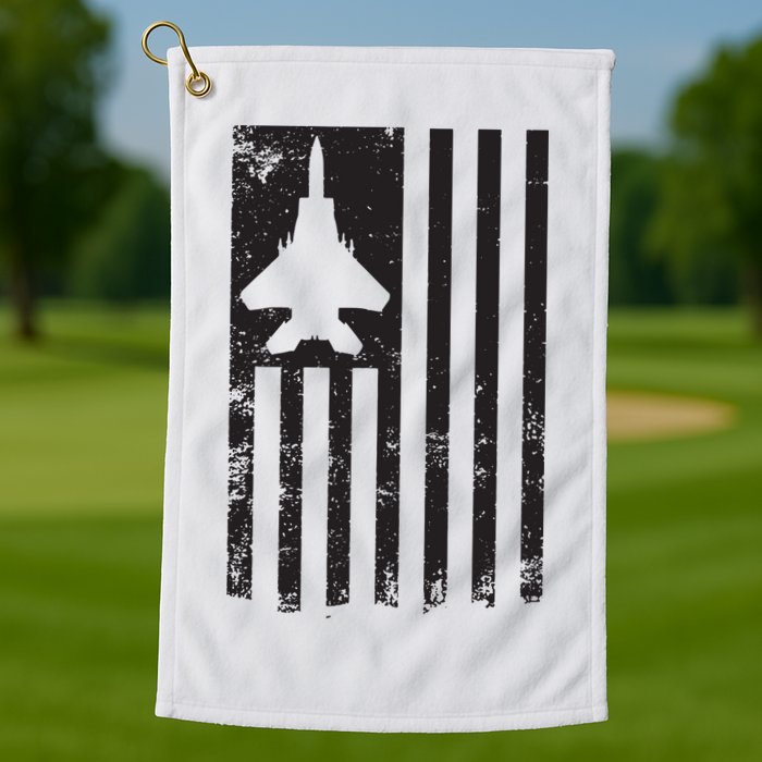 F15 USA FLAG Eagle Fighter Jet For Usaf Pilot Or Crew Golf Towel