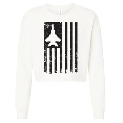 F15 USA FLAG Eagle Fighter Jet For Usaf Pilot Or Crew Cropped Pullover Crew