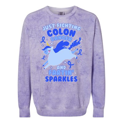 Funny Unicorn Fighting Colon Cancer And Farting Sparkles Colorblast Crewneck Sweatshirt