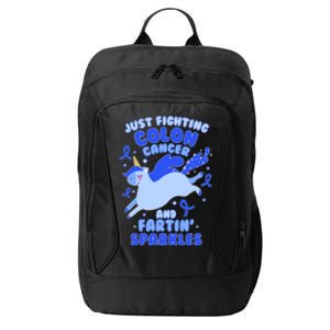 Funny Unicorn Fighting Colon Cancer And Farting Sparkles City Backpack