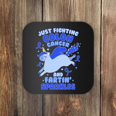 Funny Unicorn Fighting Colon Cancer And Farting Sparkles Coaster