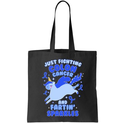 Funny Unicorn Fighting Colon Cancer And Farting Sparkles Bag