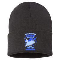 Funny Unicorn Fighting Colon Cancer And Farting Sparkles Sustainable Knit Beanie