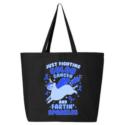 Funny Unicorn Fighting Colon Cancer And Farting Sparkles 25L Jumbo Tote
