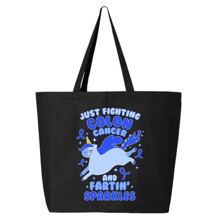 Funny Unicorn Fighting Colon Cancer And Farting Sparkles 25L Jumbo Tote