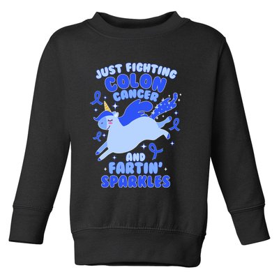 Funny Unicorn Fighting Colon Cancer And Farting Sparkles Toddler Sweatshirt