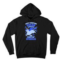 Funny Unicorn Fighting Colon Cancer And Farting Sparkles Tall Hoodie