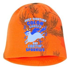 Funny Unicorn Fighting Colon Cancer And Farting Sparkles Kati - Camo Knit Beanie