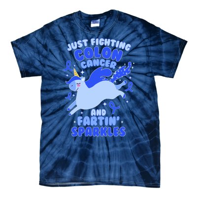 Funny Unicorn Fighting Colon Cancer And Farting Sparkles Tie-Dye T-Shirt