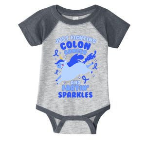 Funny Unicorn Fighting Colon Cancer And Farting Sparkles Infant Baby Jersey Bodysuit