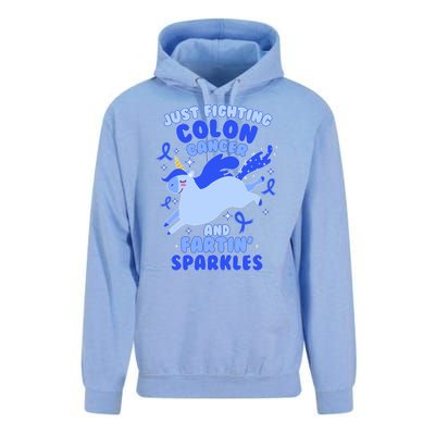 Funny Unicorn Fighting Colon Cancer And Farting Sparkles Unisex Surf Hoodie