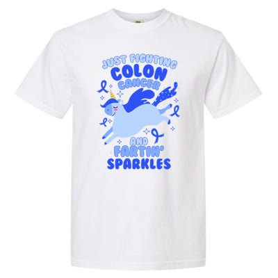 Funny Unicorn Fighting Colon Cancer And Farting Sparkles Garment-Dyed Heavyweight T-Shirt