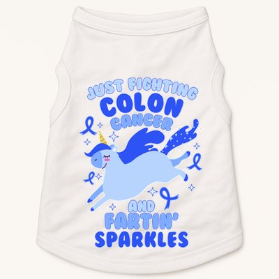 Funny Unicorn Fighting Colon Cancer And Farting Sparkles Doggie Tank