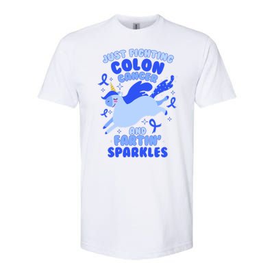 Funny Unicorn Fighting Colon Cancer And Farting Sparkles Softstyle® CVC T-Shirt