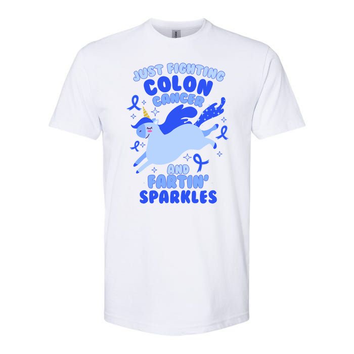 Funny Unicorn Fighting Colon Cancer And Farting Sparkles Softstyle CVC T-Shirt