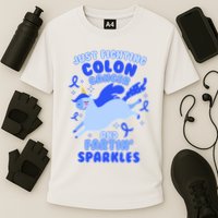 Funny Unicorn Fighting Colon Cancer And Farting Sparkles Performance Shirt