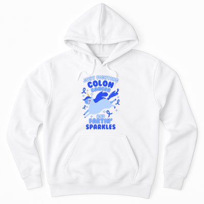 Funny Unicorn Fighting Colon Cancer And Farting Sparkles Hoodie