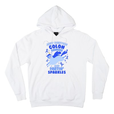 Funny Unicorn Fighting Colon Cancer And Farting Sparkles Hoodie