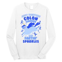 Funny Unicorn Fighting Colon Cancer And Farting Sparkles Long Sleeve Shirt