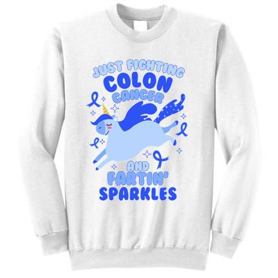 Funny Unicorn Fighting Colon Cancer And Farting Sparkles Sweatshirt