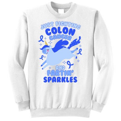 Funny Unicorn Fighting Colon Cancer And Farting Sparkles Sweatshirt