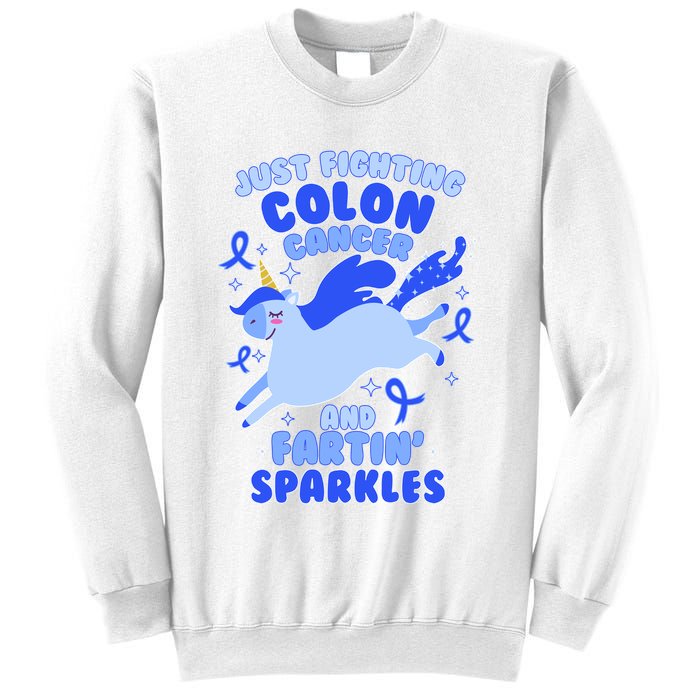 Funny Unicorn Fighting Colon Cancer And Farting Sparkles Sweatshirt