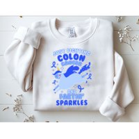 Funny Unicorn Fighting Colon Cancer And Farting Sparkles Sweatshirt