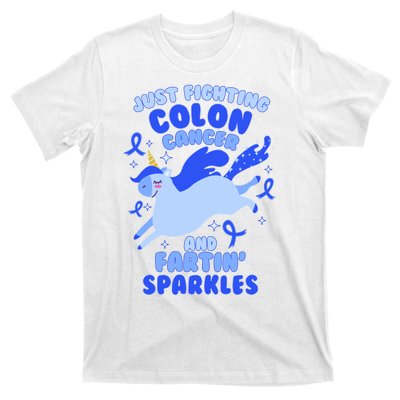 Funny Unicorn Fighting Colon Cancer And Farting Sparkles T-Shirt