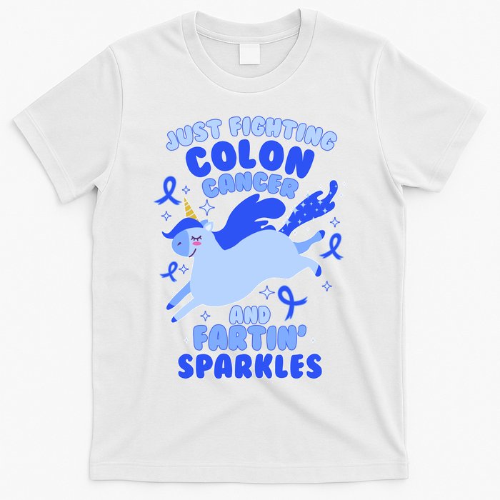 Funny Unicorn Fighting Colon Cancer And Farting Sparkles T-Shirt