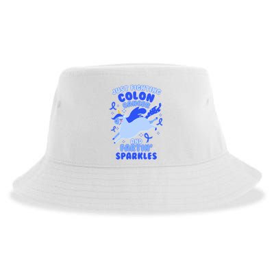Funny Unicorn Fighting Colon Cancer And Farting Sparkles Sustainable Bucket Hat