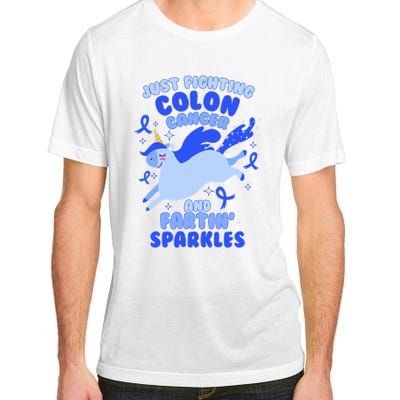 Funny Unicorn Fighting Colon Cancer And Farting Sparkles Adult ChromaSoft Performance T-Shirt