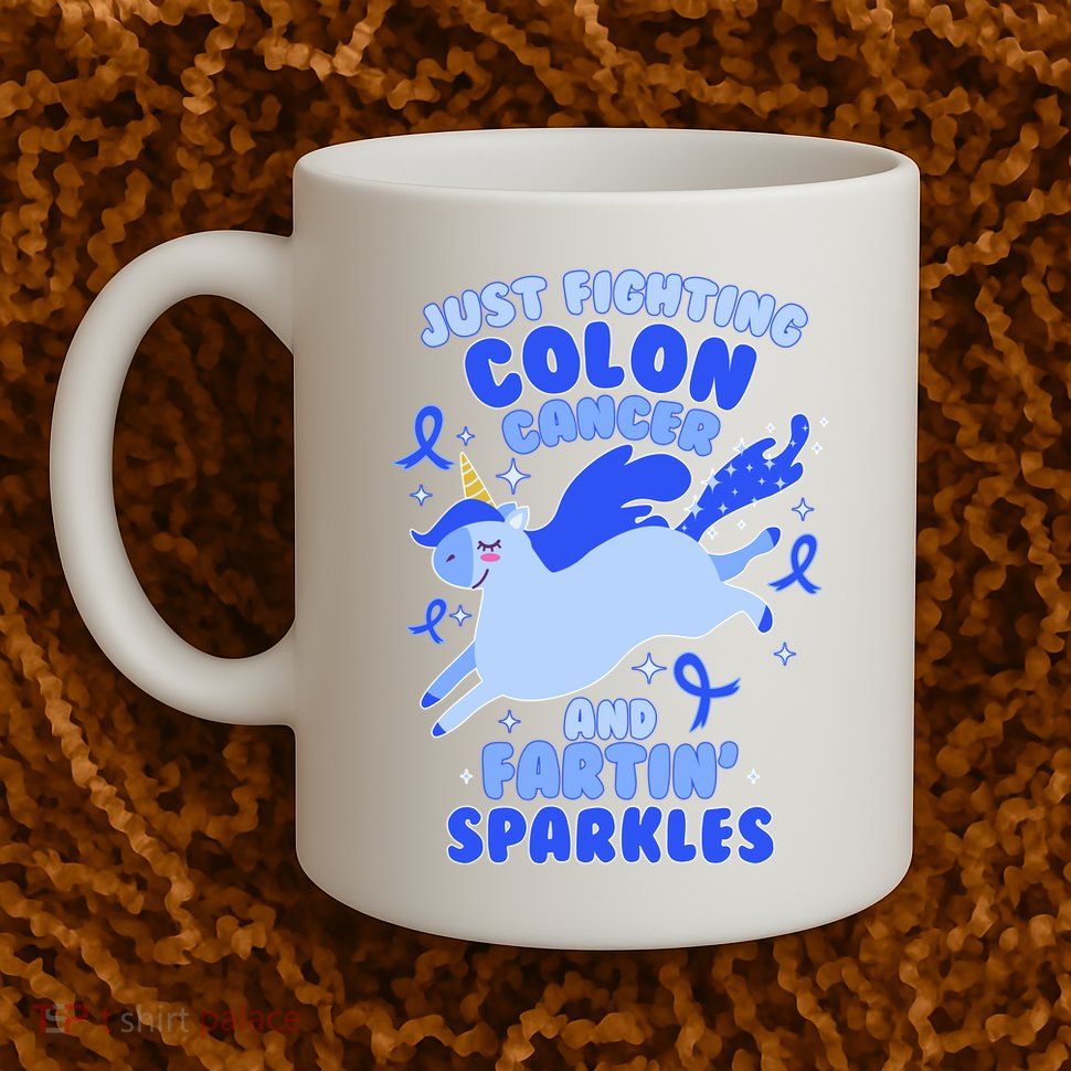 Funny Unicorn Fighting Colon Cancer And Farting Sparkles Coffee Mug