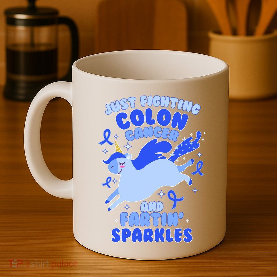 Funny Unicorn Fighting Colon Cancer And Farting Sparkles Coffee Mug
