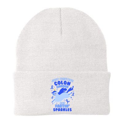 Funny Unicorn Fighting Colon Cancer And Farting Sparkles Beanie
