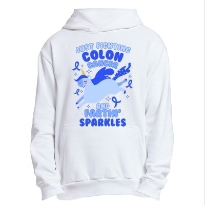 Funny Unicorn Fighting Colon Cancer And Farting Sparkles Urban Pullover Hoodie