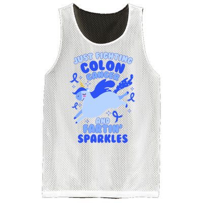 Funny Unicorn Fighting Colon Cancer And Farting Sparkles Mesh Reversible Basketball Jersey Tank