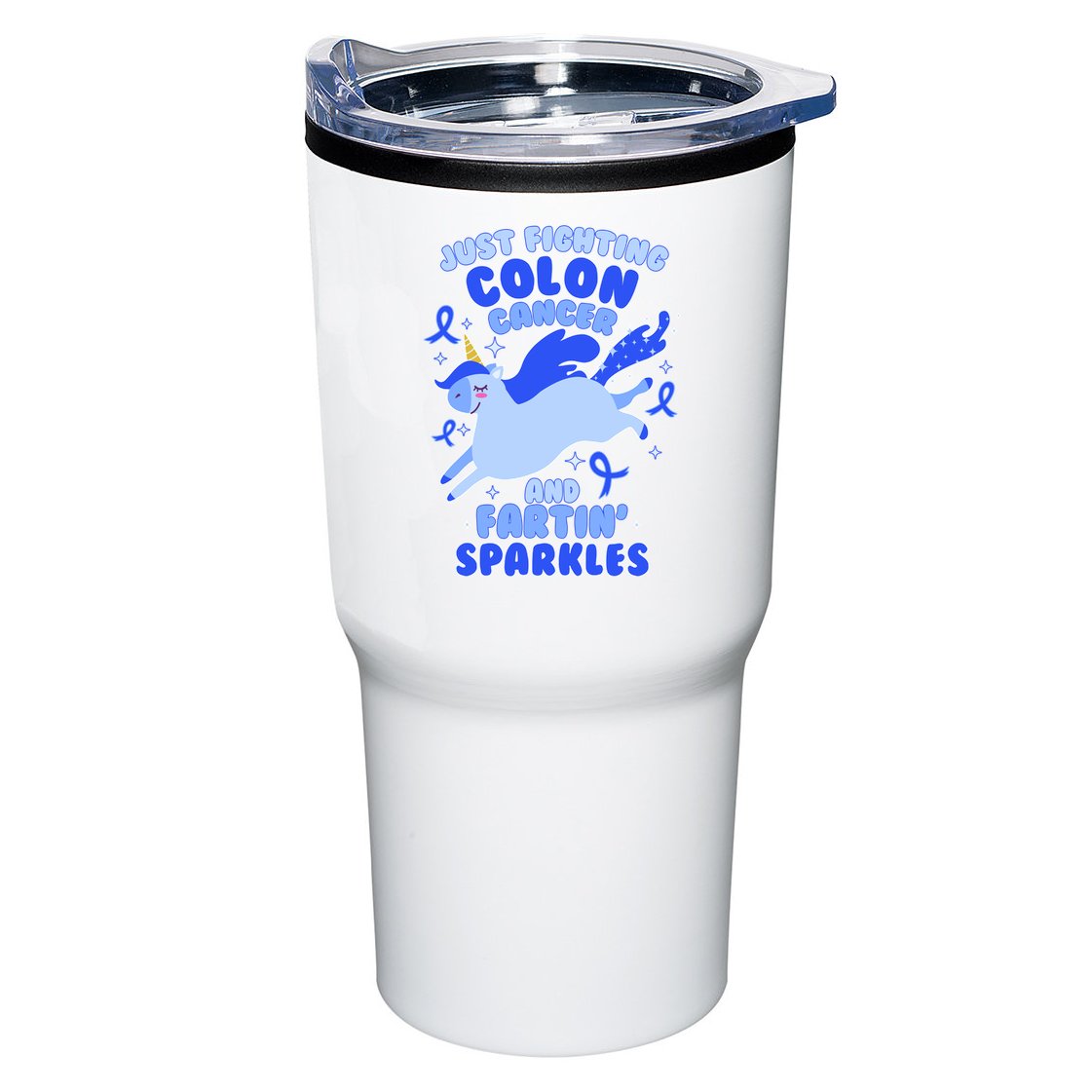 Funny Unicorn Fighting Colon Cancer And Farting Sparkles Tumbler