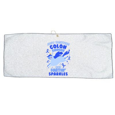 Funny Unicorn Fighting Colon Cancer And Farting Sparkles Large Microfiber Waffle Golf Towel