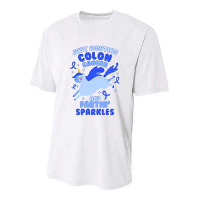 Funny Unicorn Fighting Colon Cancer And Farting Sparkles Youth Performance Sprint T-Shirt