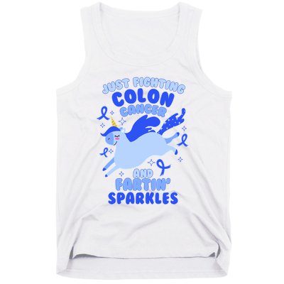 Funny Unicorn Fighting Colon Cancer And Farting Sparkles Tank Top
