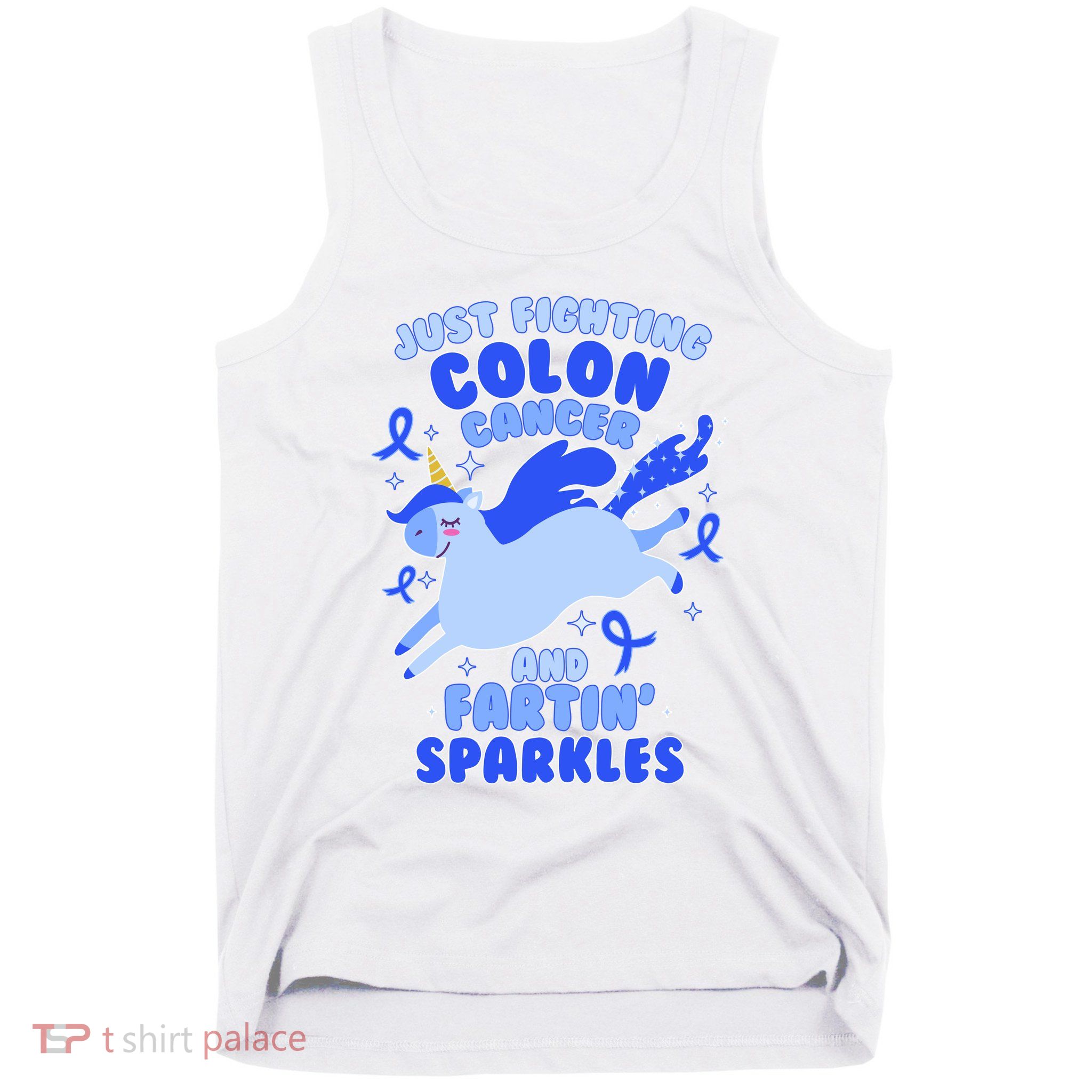 Funny Unicorn Fighting Colon Cancer And Farting Sparkles Tank Top